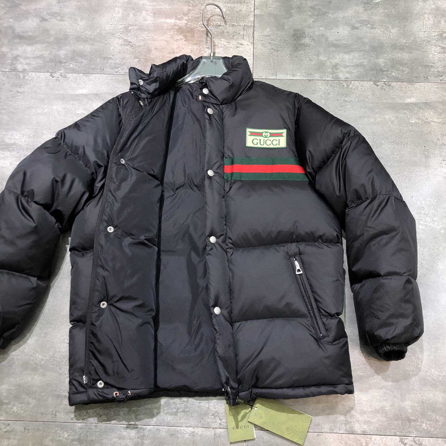 Gucci Padded Nylon Bomber Jacket With Web - DopestKickz