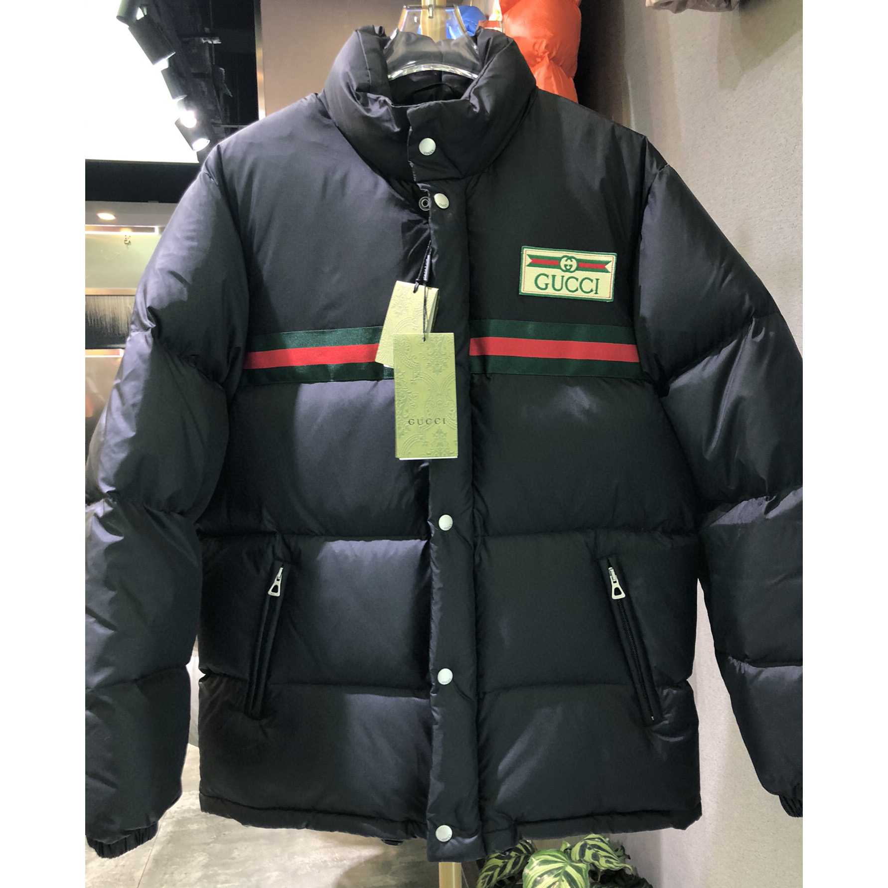 Gucci Padded Nylon Bomber Jacket With Web - DopestKickz