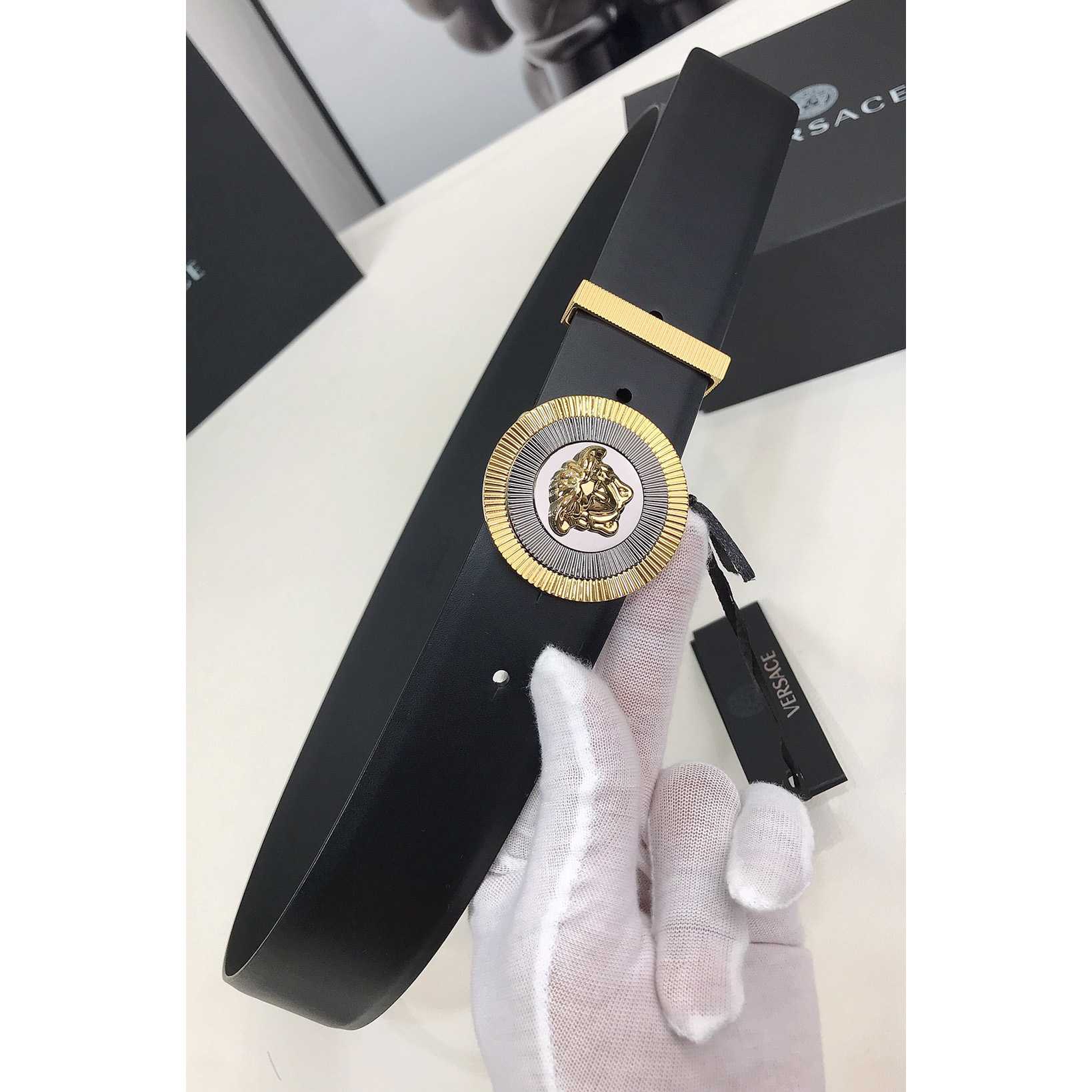 Versace Enamel Medusa Biggie Belt   40mm - DopestKickz