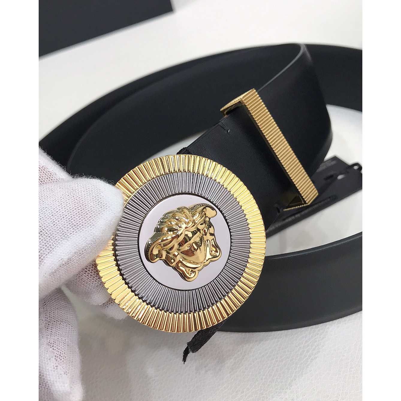 Versace Enamel Medusa Biggie Belt   40mm - DopestKickz