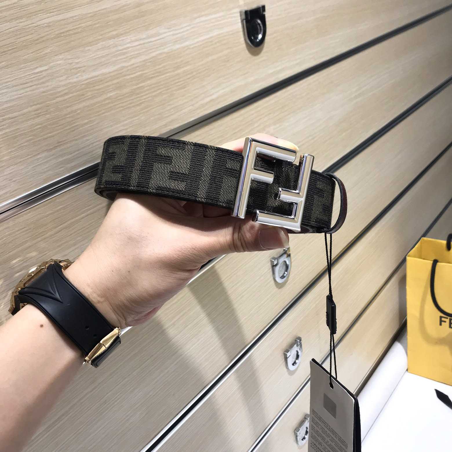 Fendi Brown Fabric Belt - DopestKickz