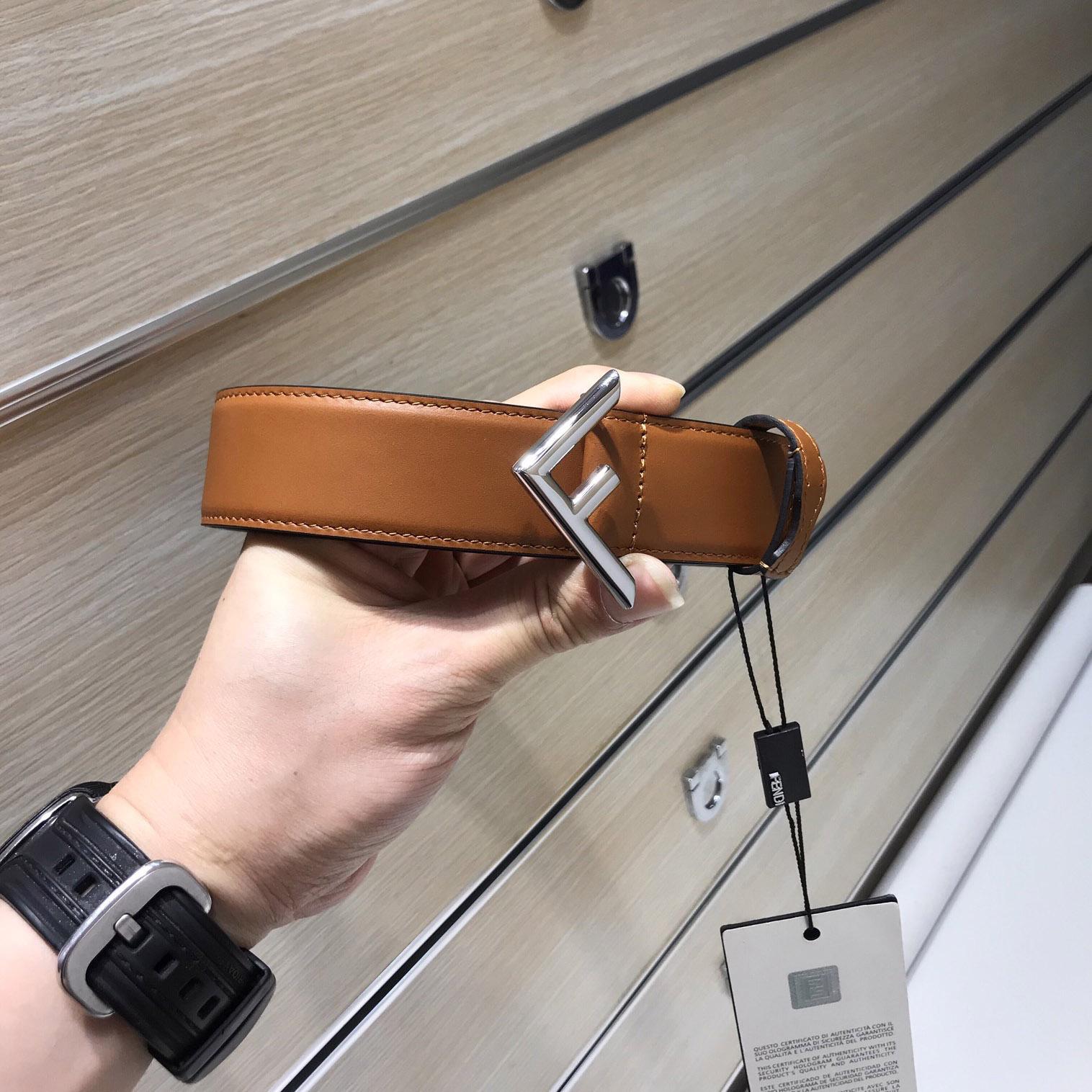 Fendi Brown Leather Belt - DopestKickz