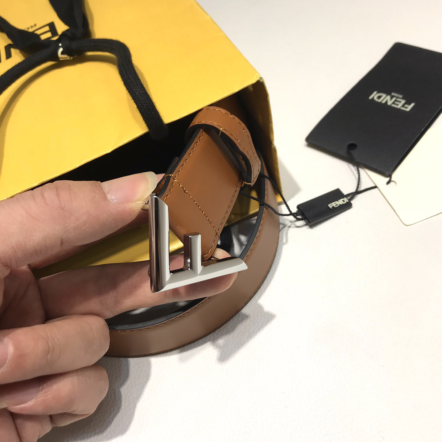 Fendi Brown Leather Belt - DopestKickz