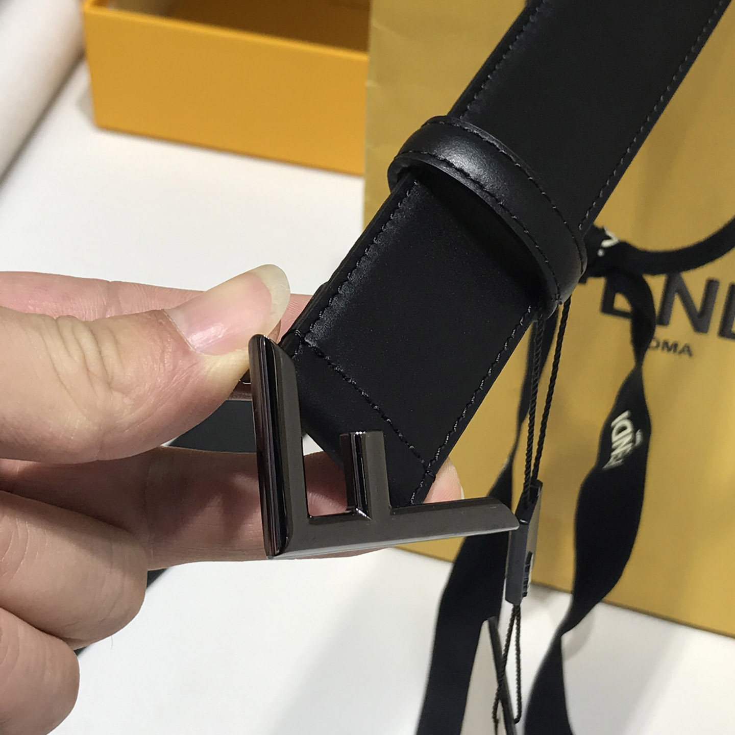 Fendi Black Leather Belt - DopestKickz