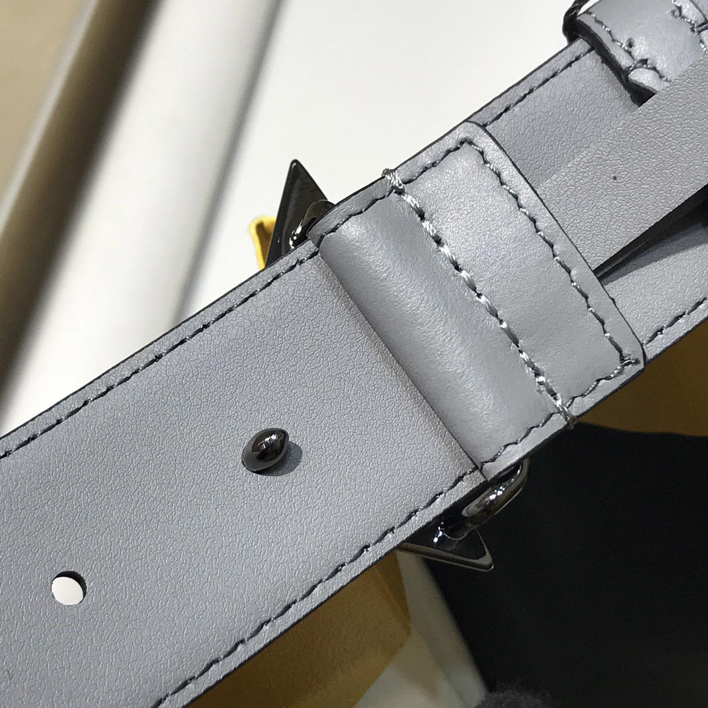 Fendi Pale Gray Leather Belt - DopestKickz