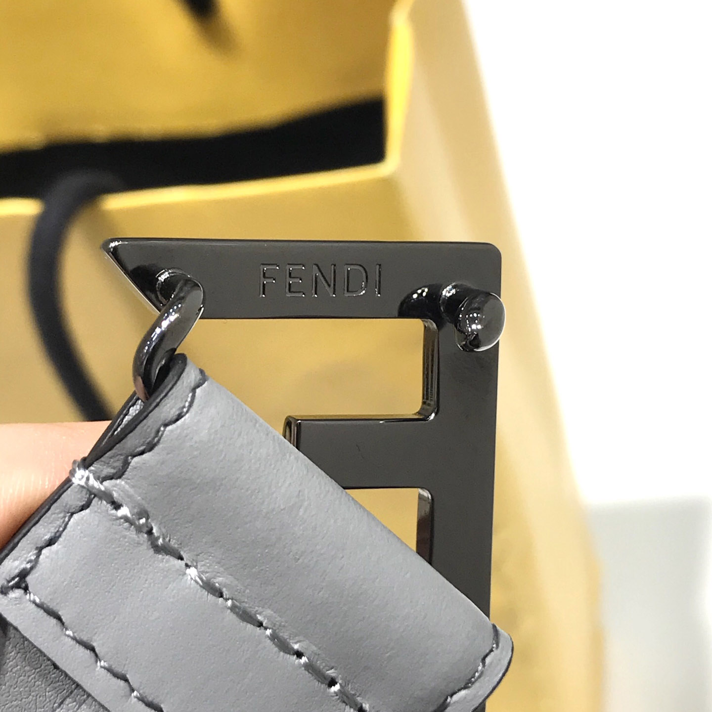 Fendi Pale Gray Leather Belt - DopestKickz