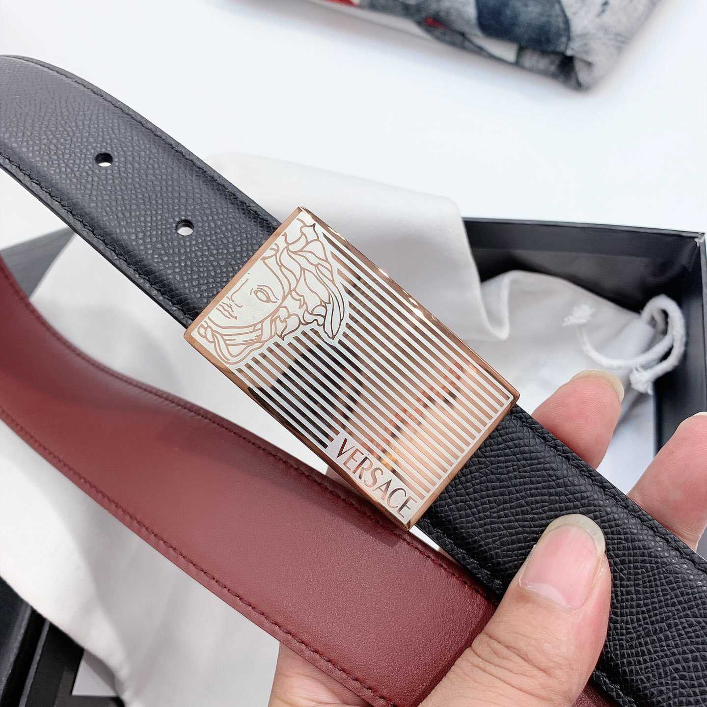 Versace Leather Belt - DopestKickz