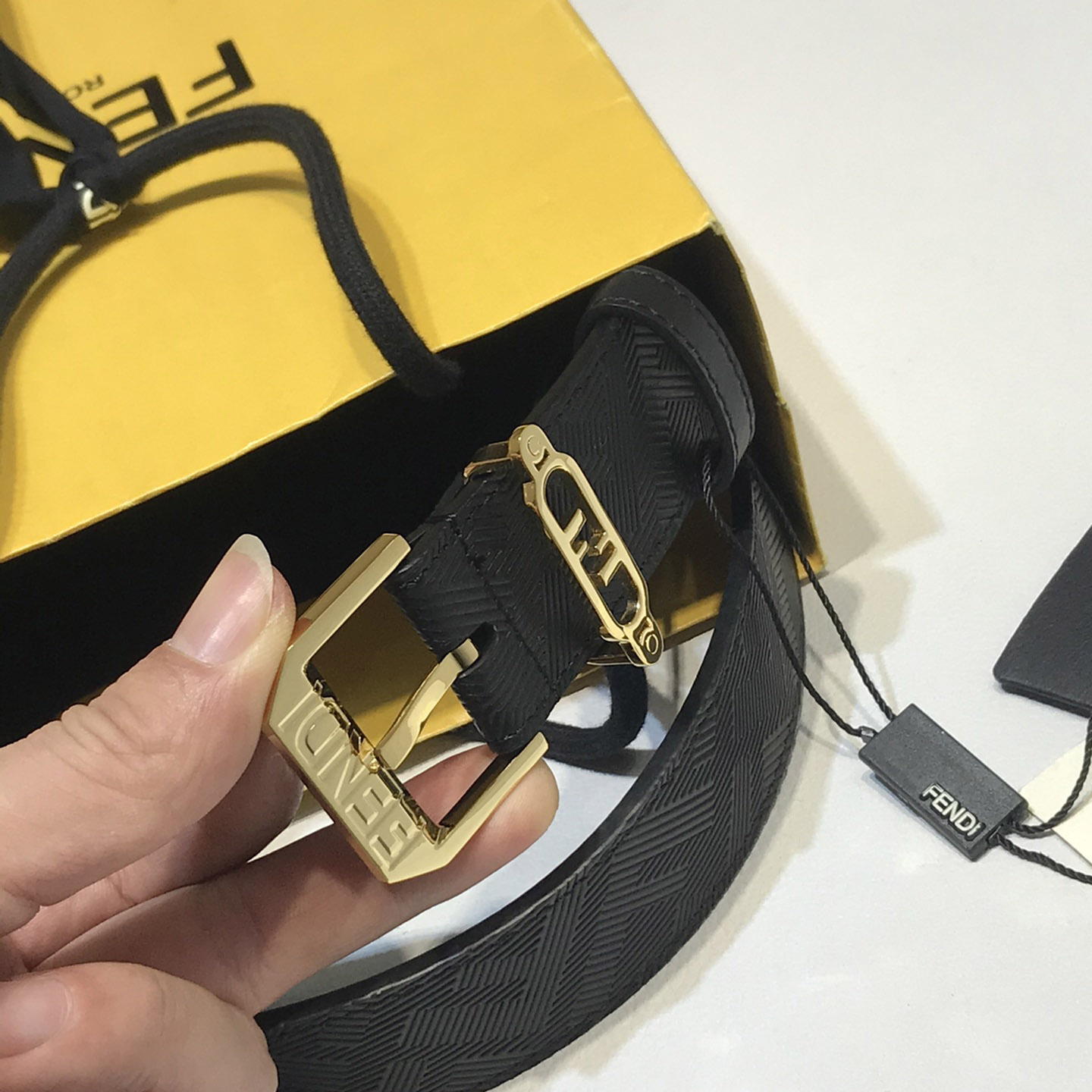 Fendi Edge Black Leather Belt - DopestKickz