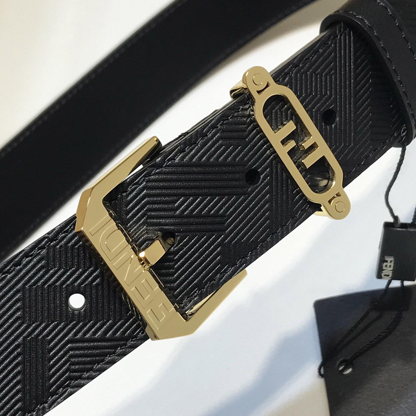 Fendi Edge Black Leather Belt - DopestKickz