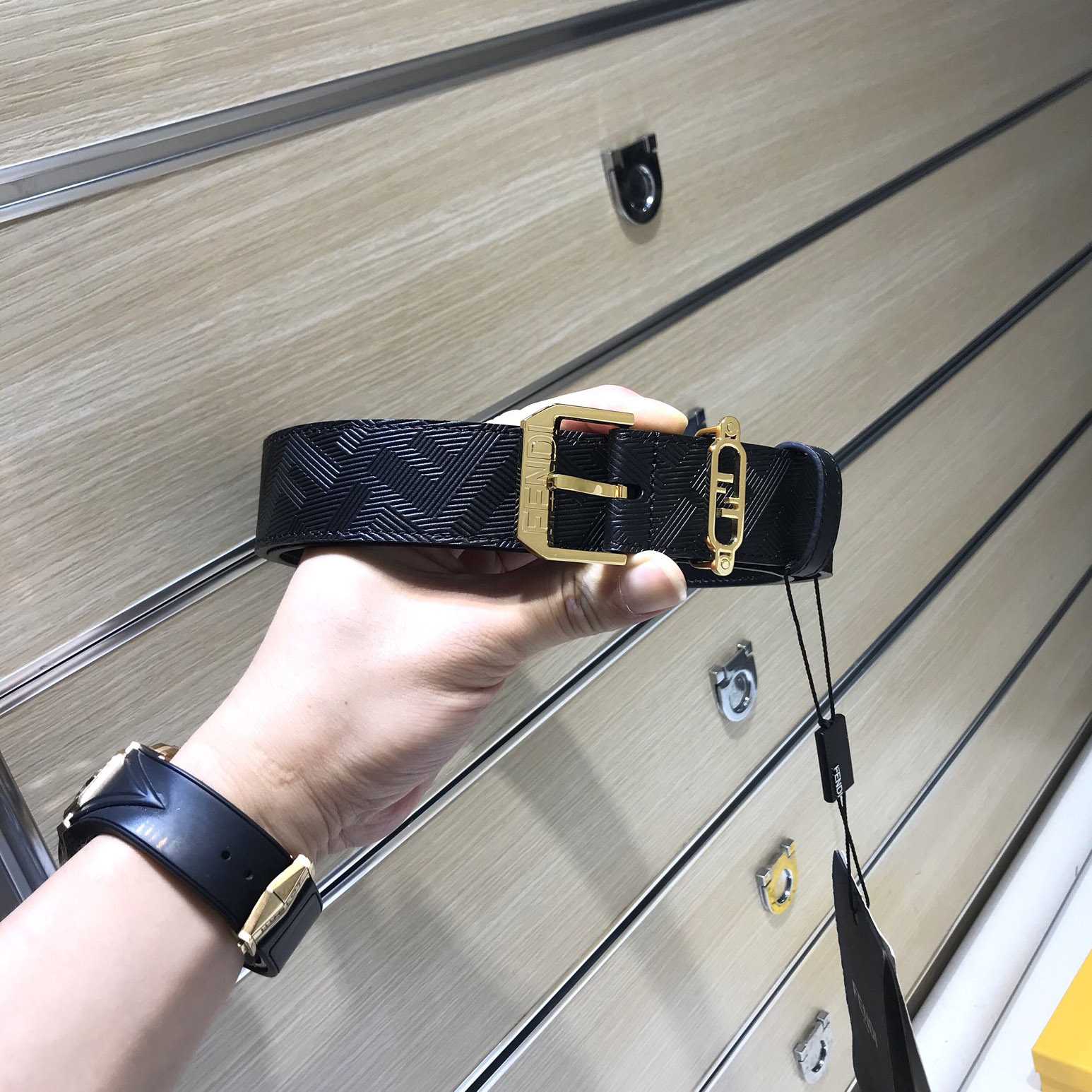 Fendi Edge Black Leather Belt - DopestKickz