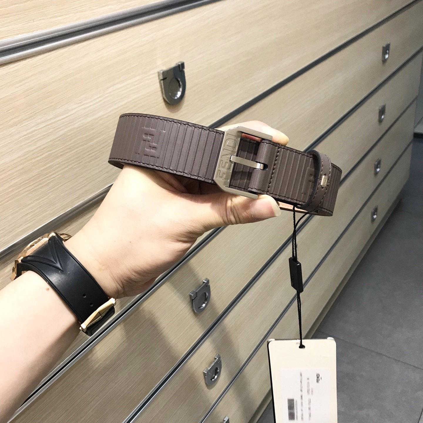Fendi Brown Leather Belt - DopestKickz