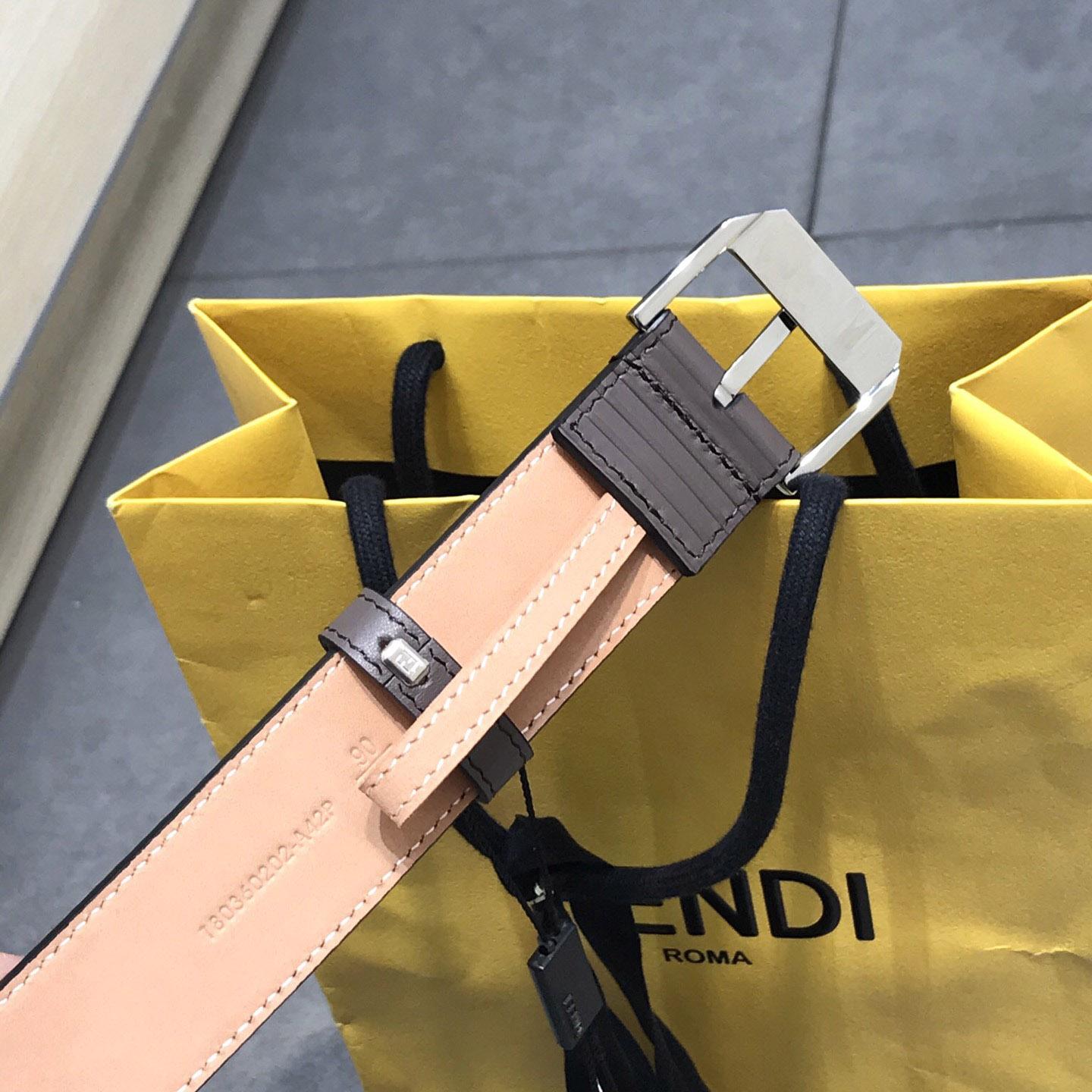 Fendi Brown Leather Belt - DopestKickz