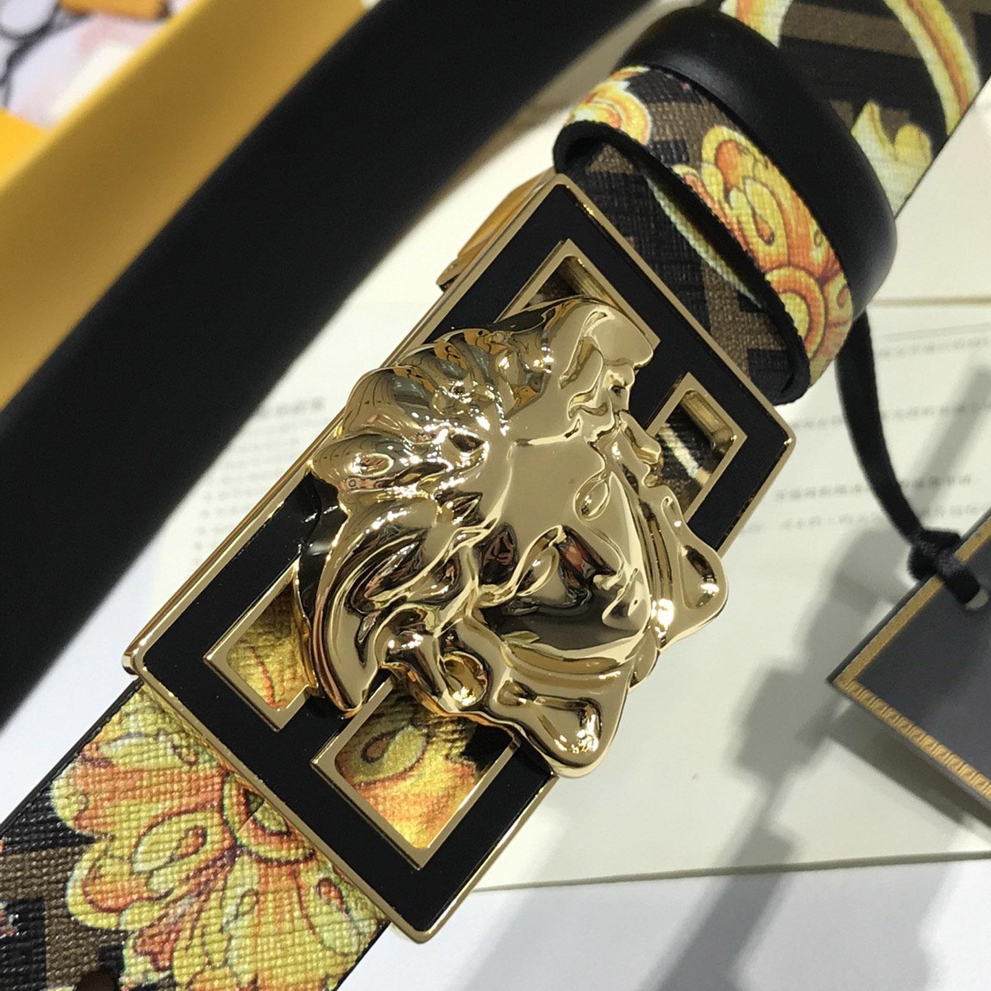 Versace Fendace Gold Baroque Reversible Belt - DopestKickz