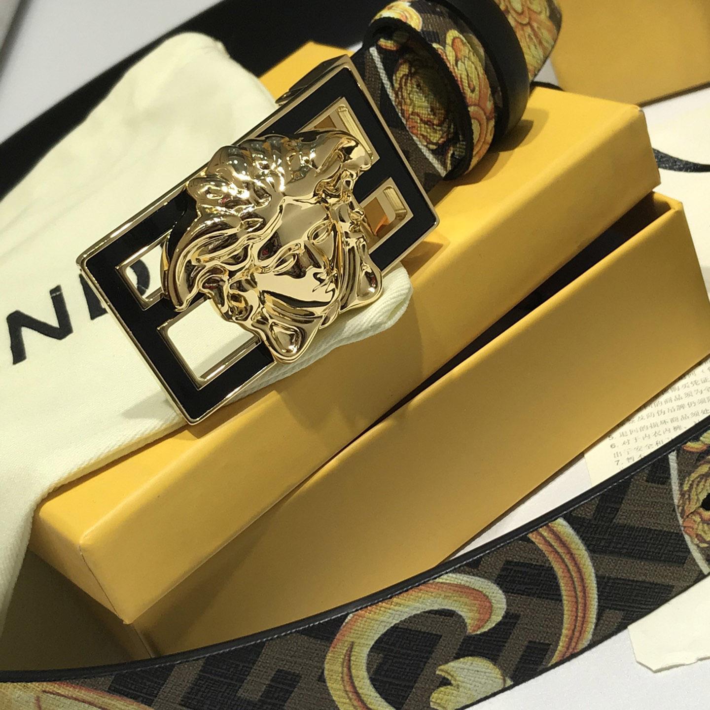 Versace Fendace Gold Baroque Reversible Belt - DopestKickz