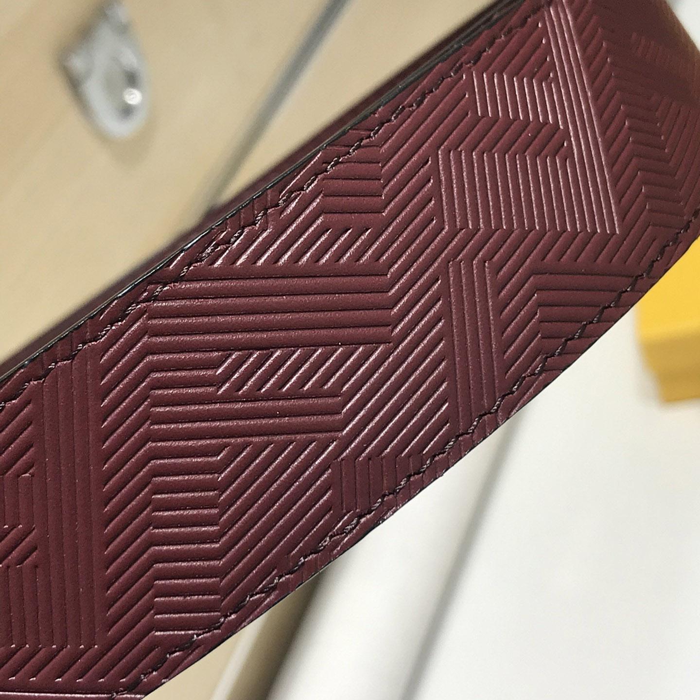 Fendi Edge Burgundy Leather Belt - DopestKickz