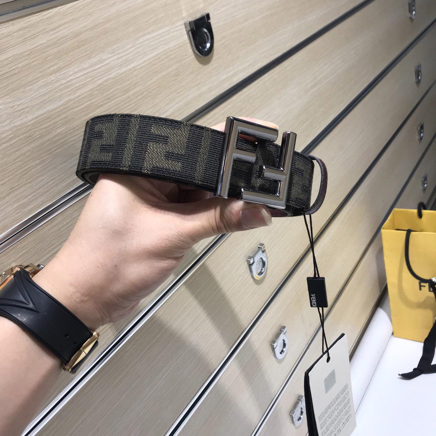 Fendi Brown Fabric Belt - DopestKickz