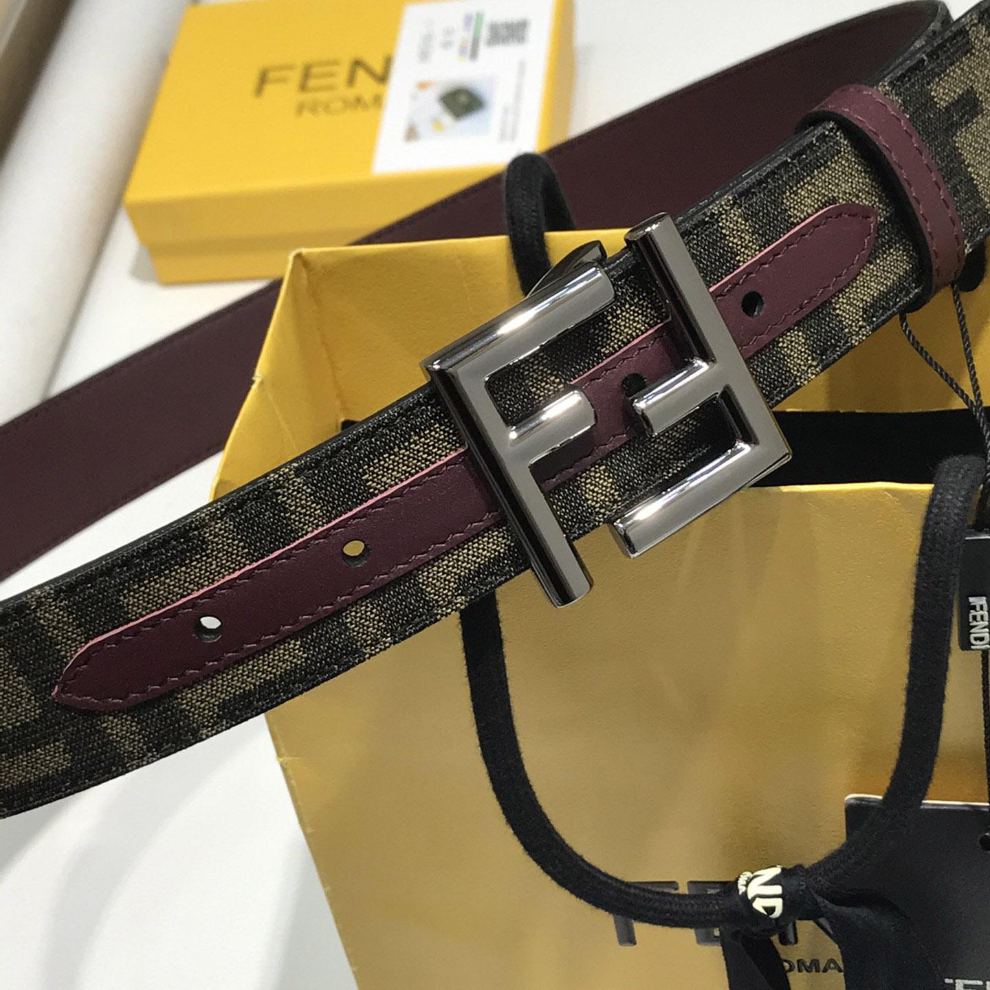 Fendi Brown Fabric Belt - DopestKickz