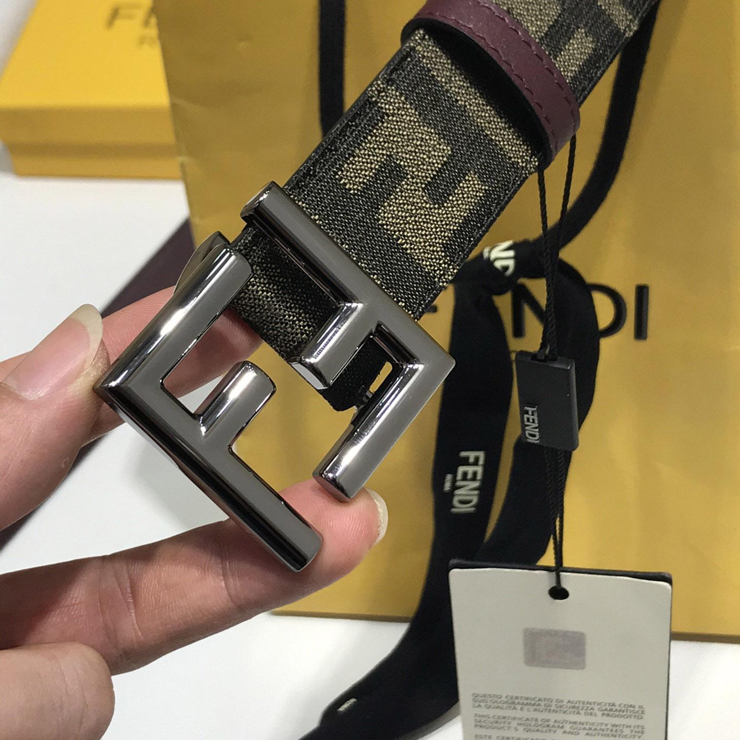 Fendi Brown Fabric Belt - DopestKickz