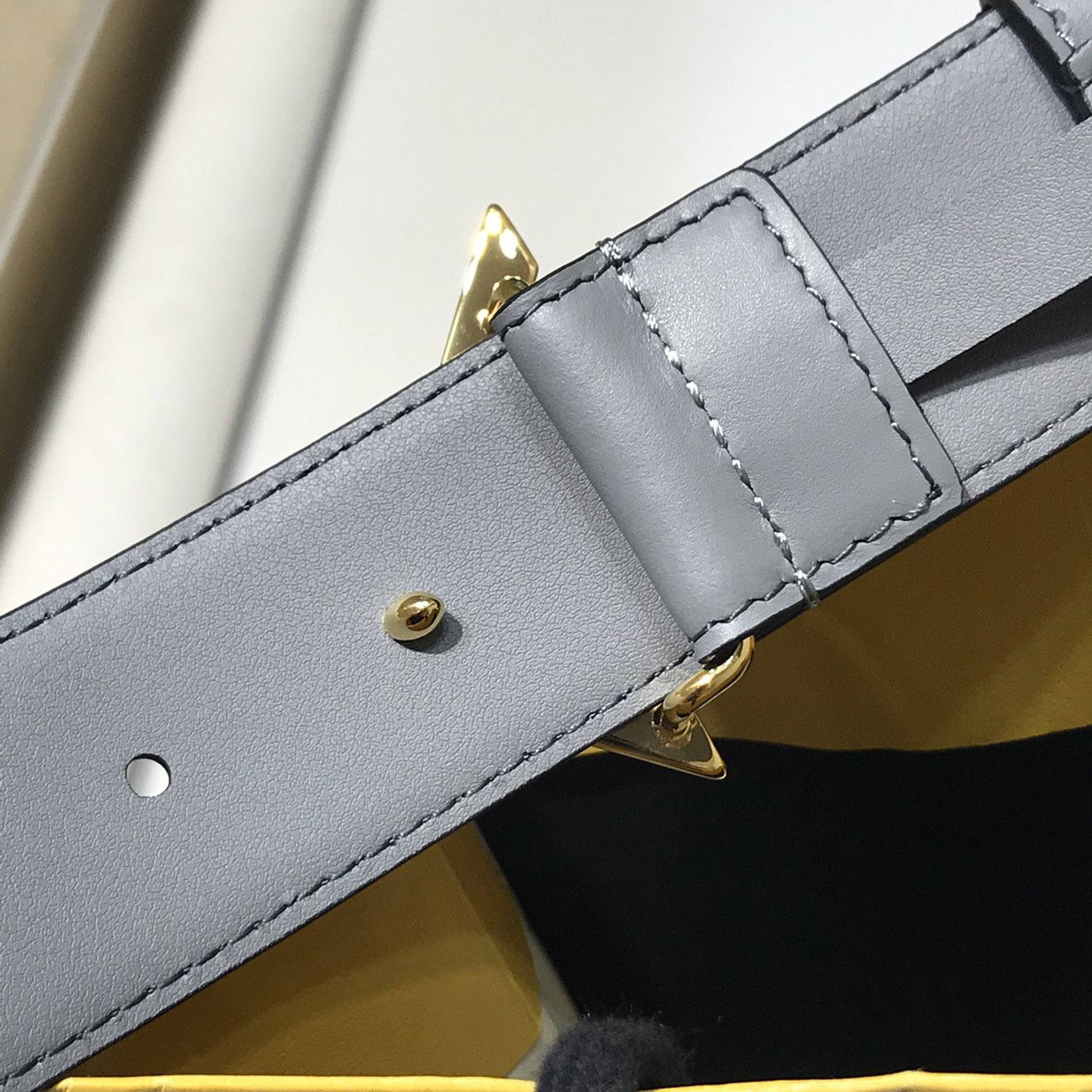 Fendi Pale Gray Leather Belt - DopestKickz
