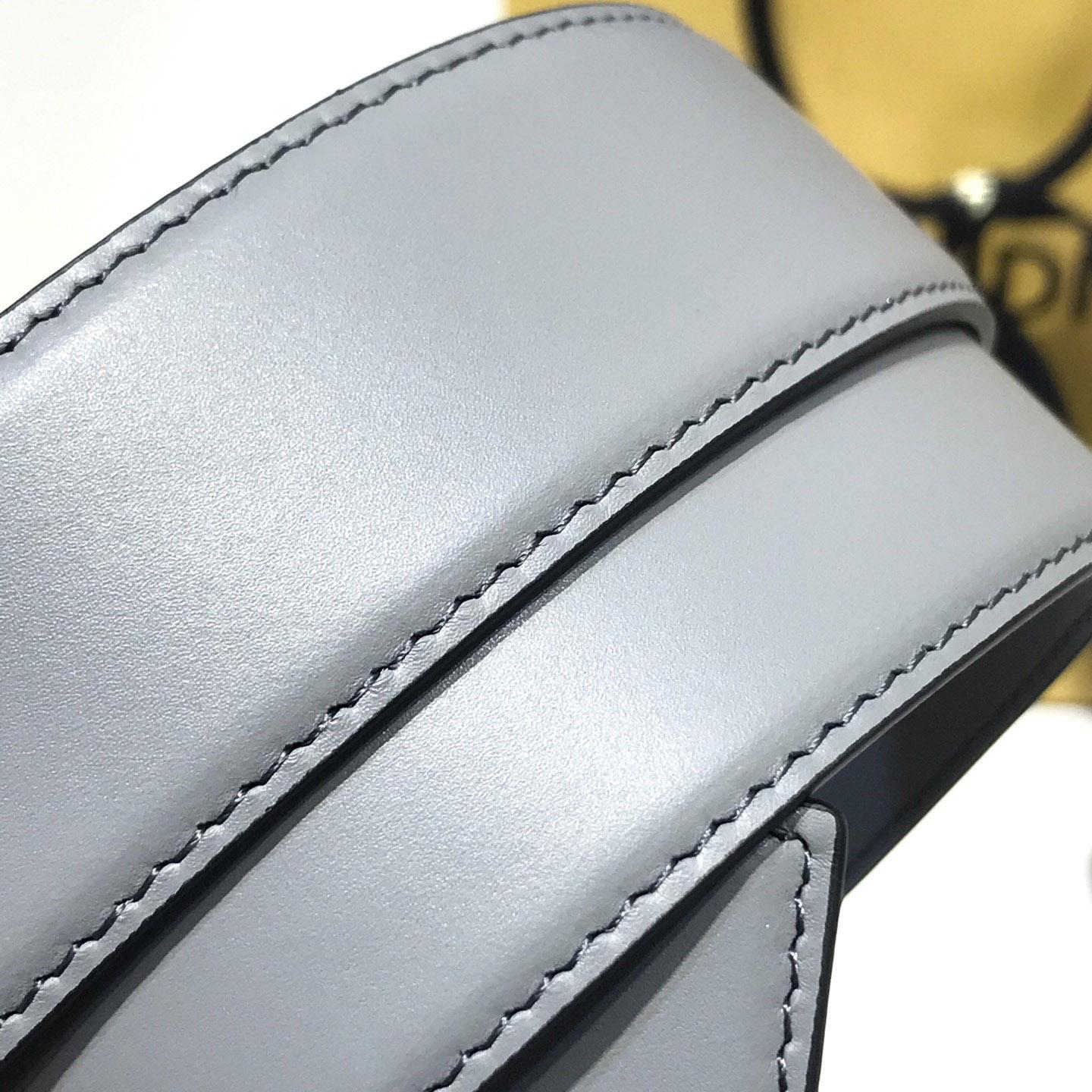 Fendi Pale Gray Leather Belt - DopestKickz