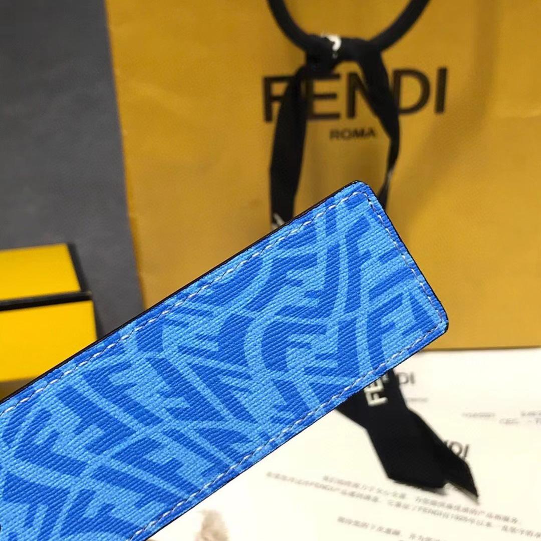 Fendi Blue Leather Belt - DopestKickz