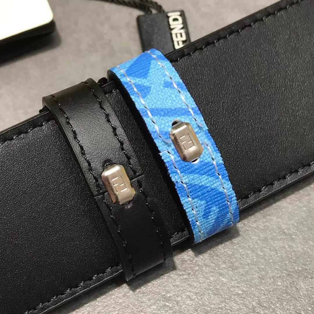 Fendi Blue Leather Belt - DopestKickz