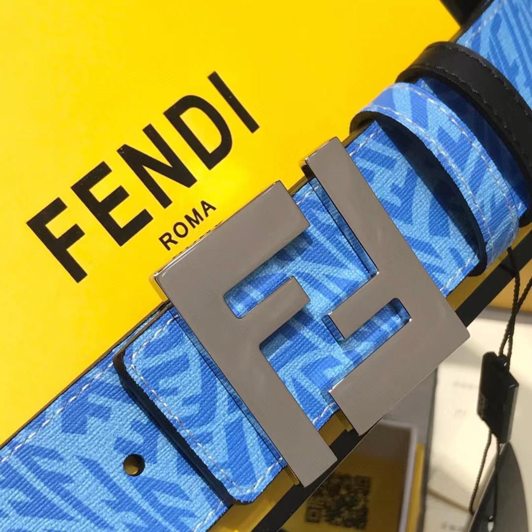 Fendi Blue Leather Belt - DopestKickz