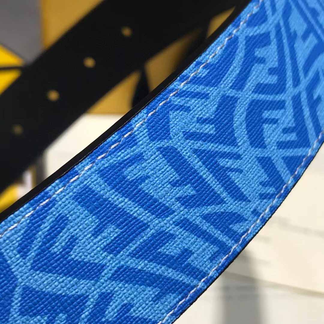 Fendi Blue Leather Belt - DopestKickz