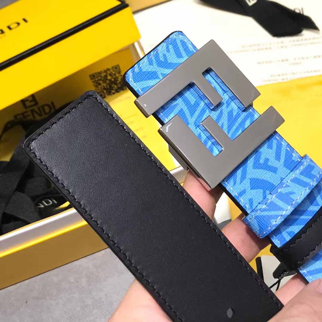 Fendi Blue Leather Belt - DopestKickz