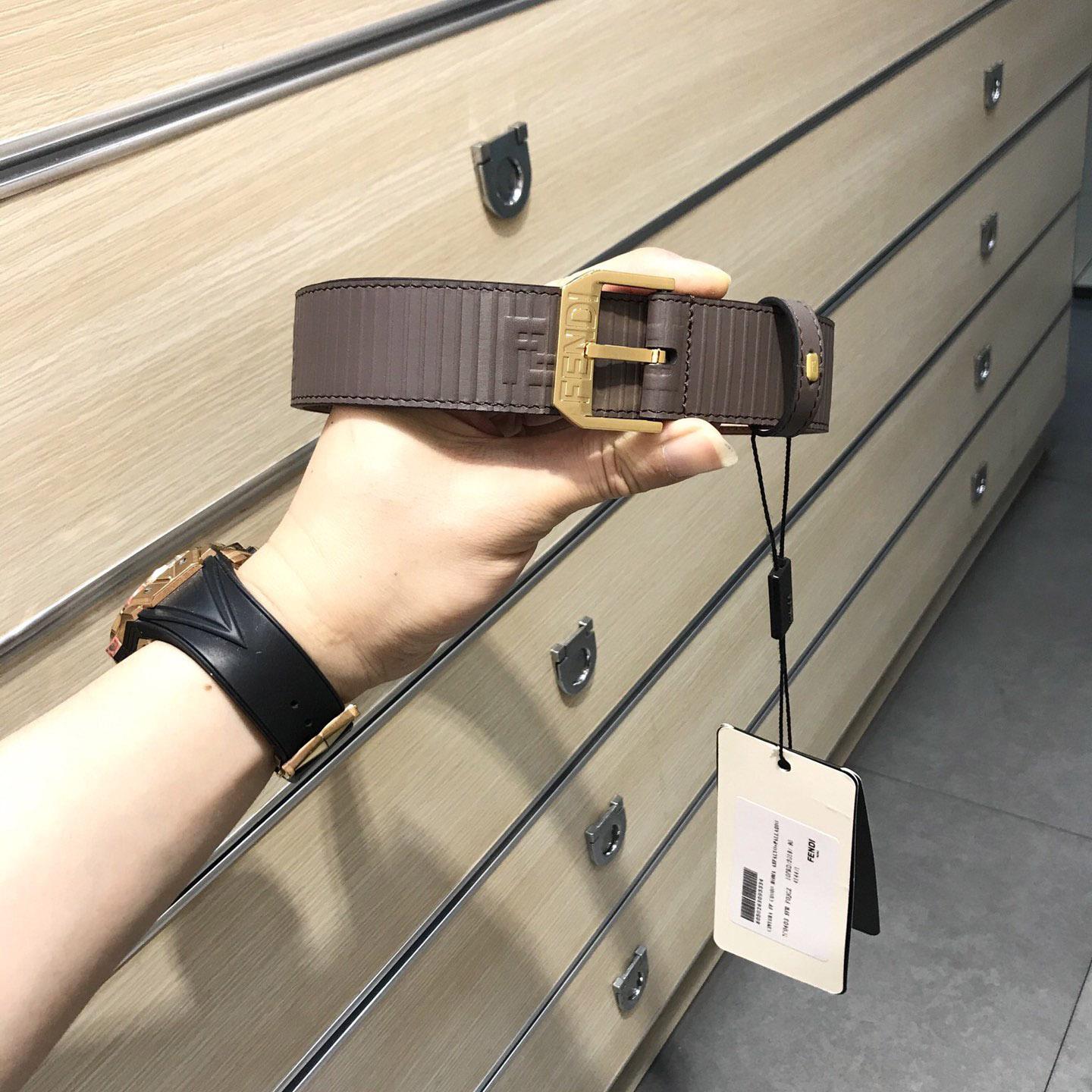 Fendi Brown Leather Belt - DopestKickz