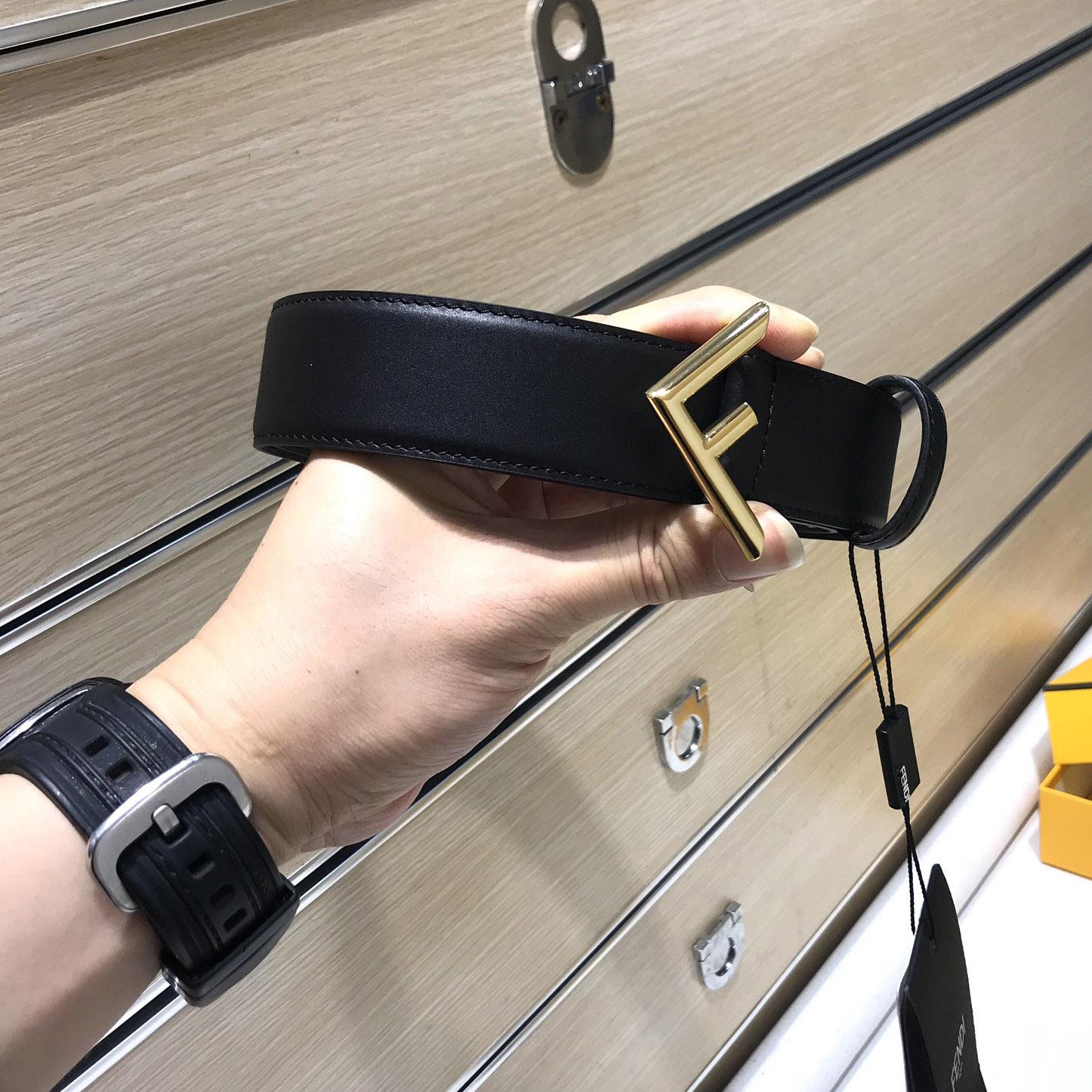 Fendi Black Leather Belt - DopestKickz