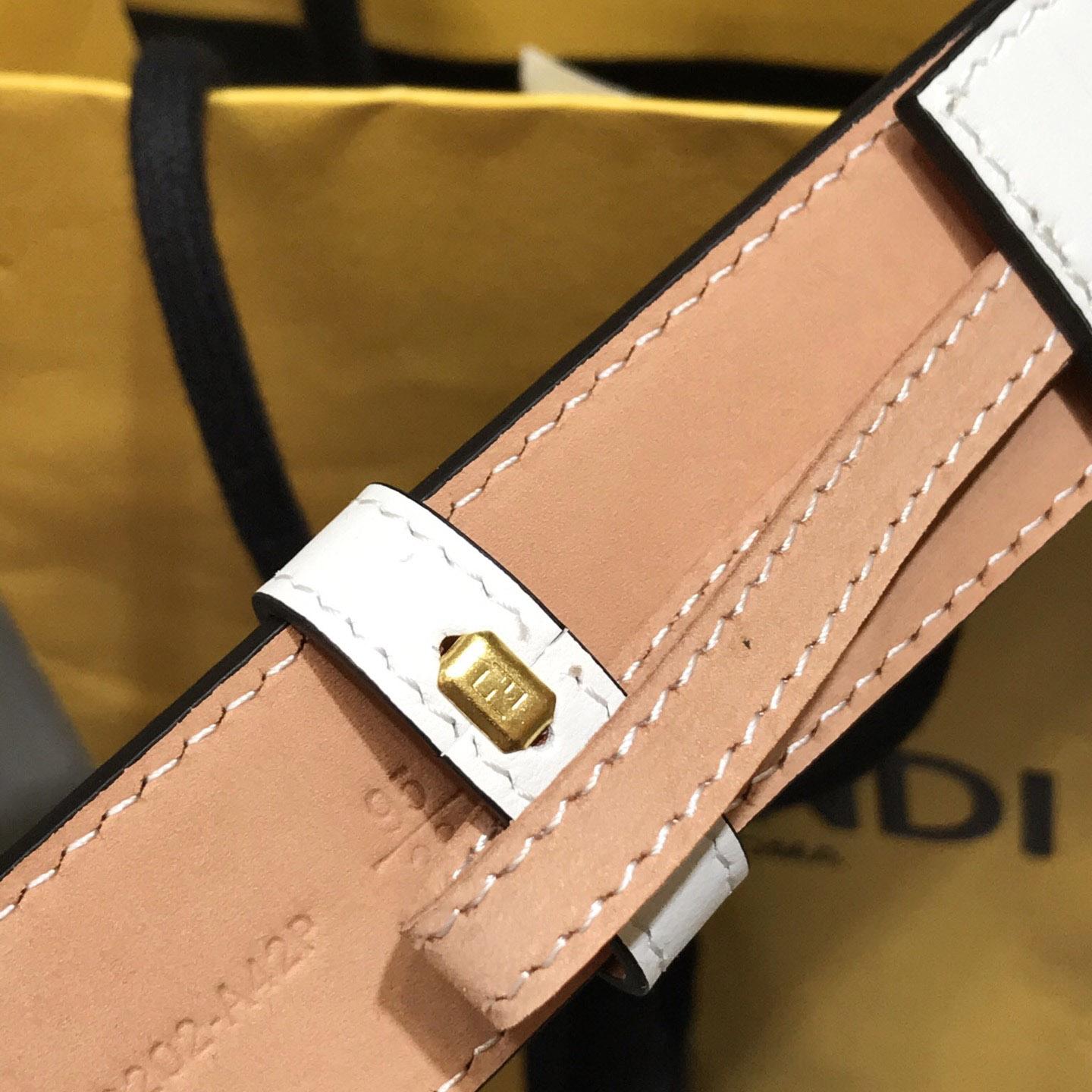 Fendi White Leather Belt - DopestKickz