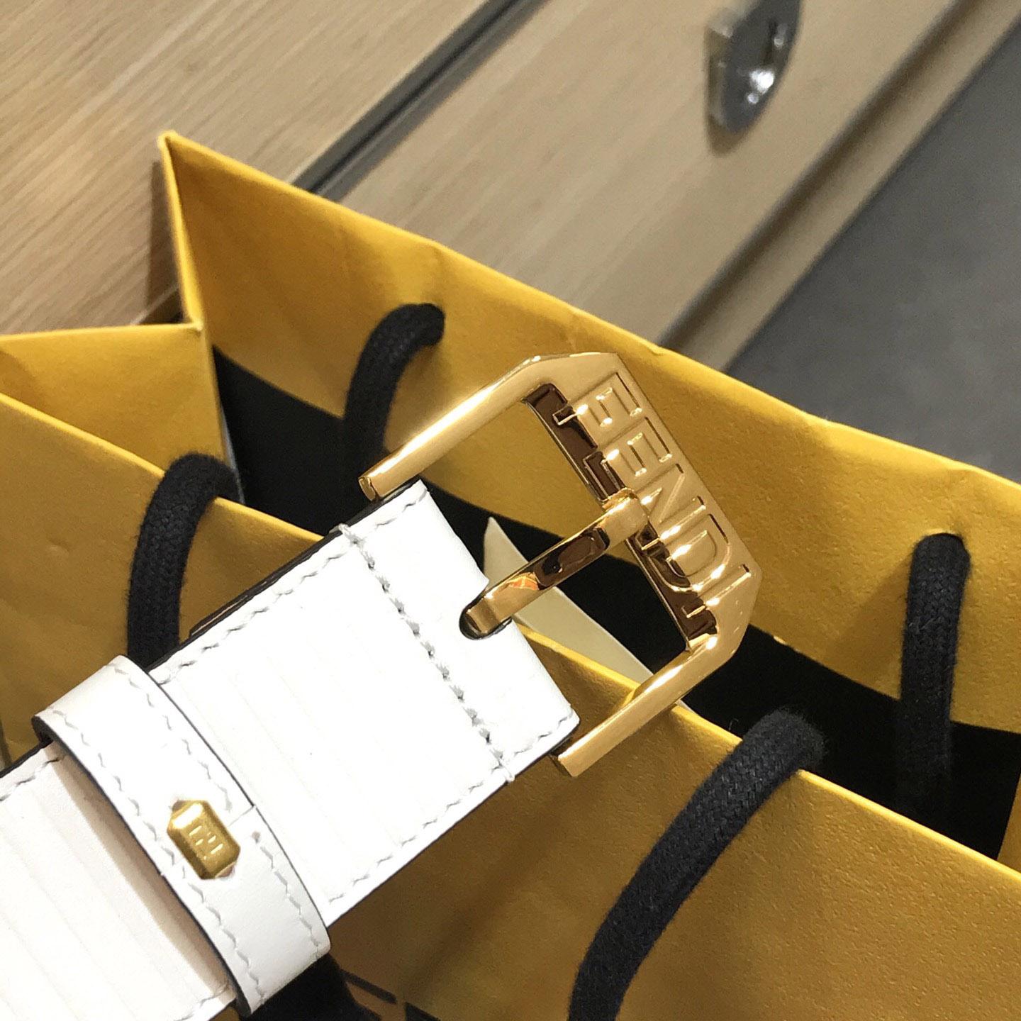 Fendi White Leather Belt - DopestKickz