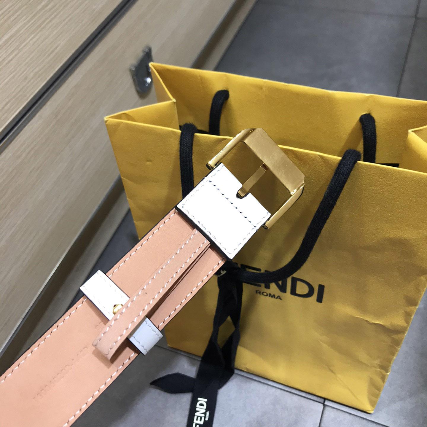Fendi White Leather Belt - DopestKickz