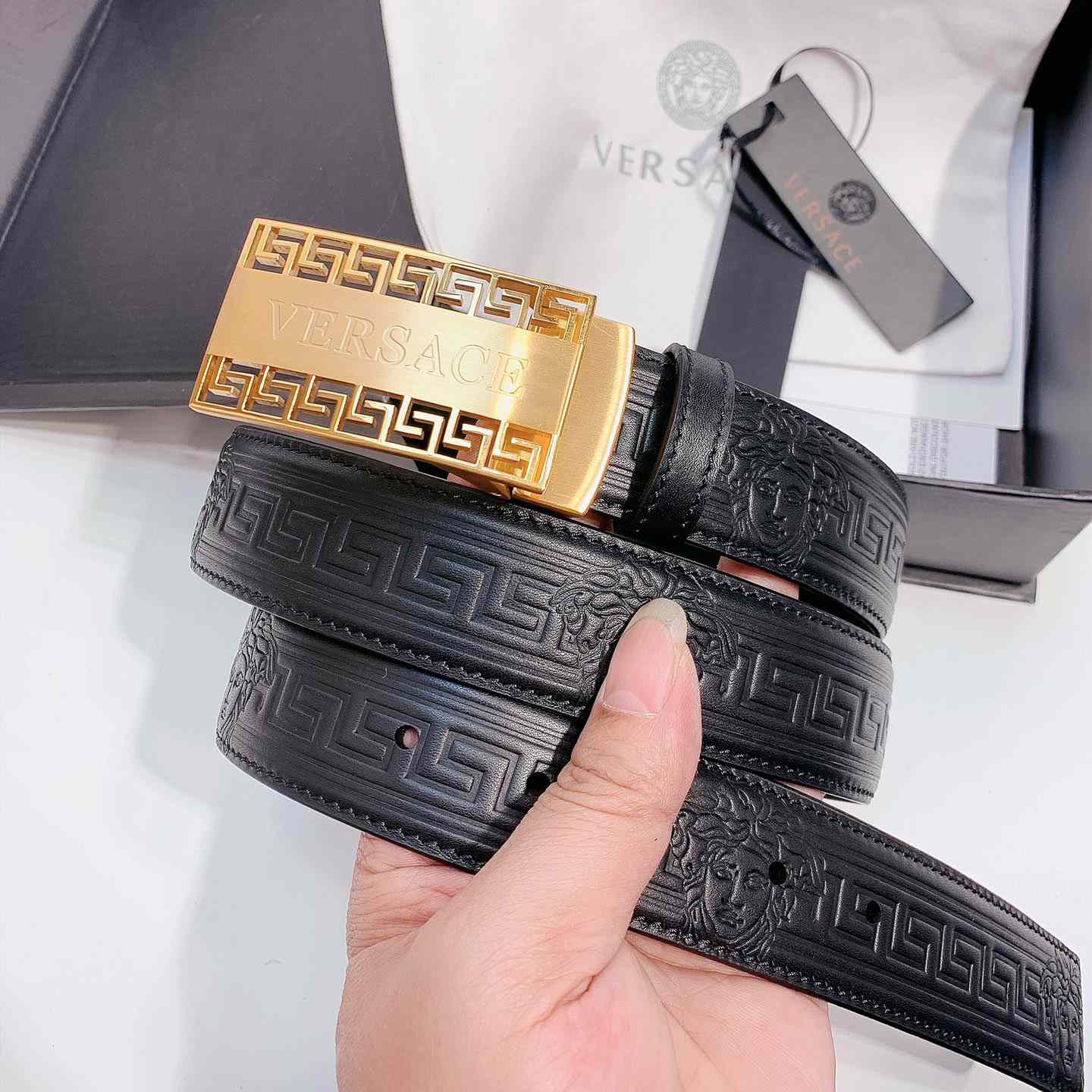 Versace Leather Belt - DopestKickz
