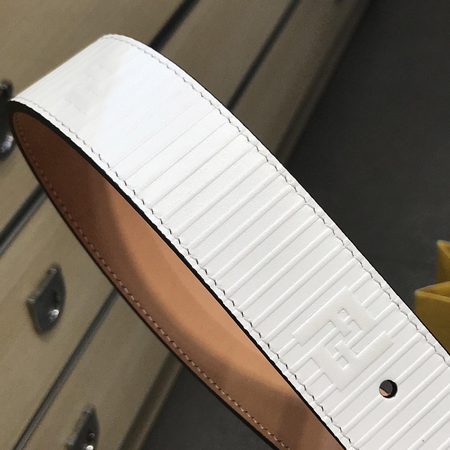 Fendi White Leather Belt - DopestKickz