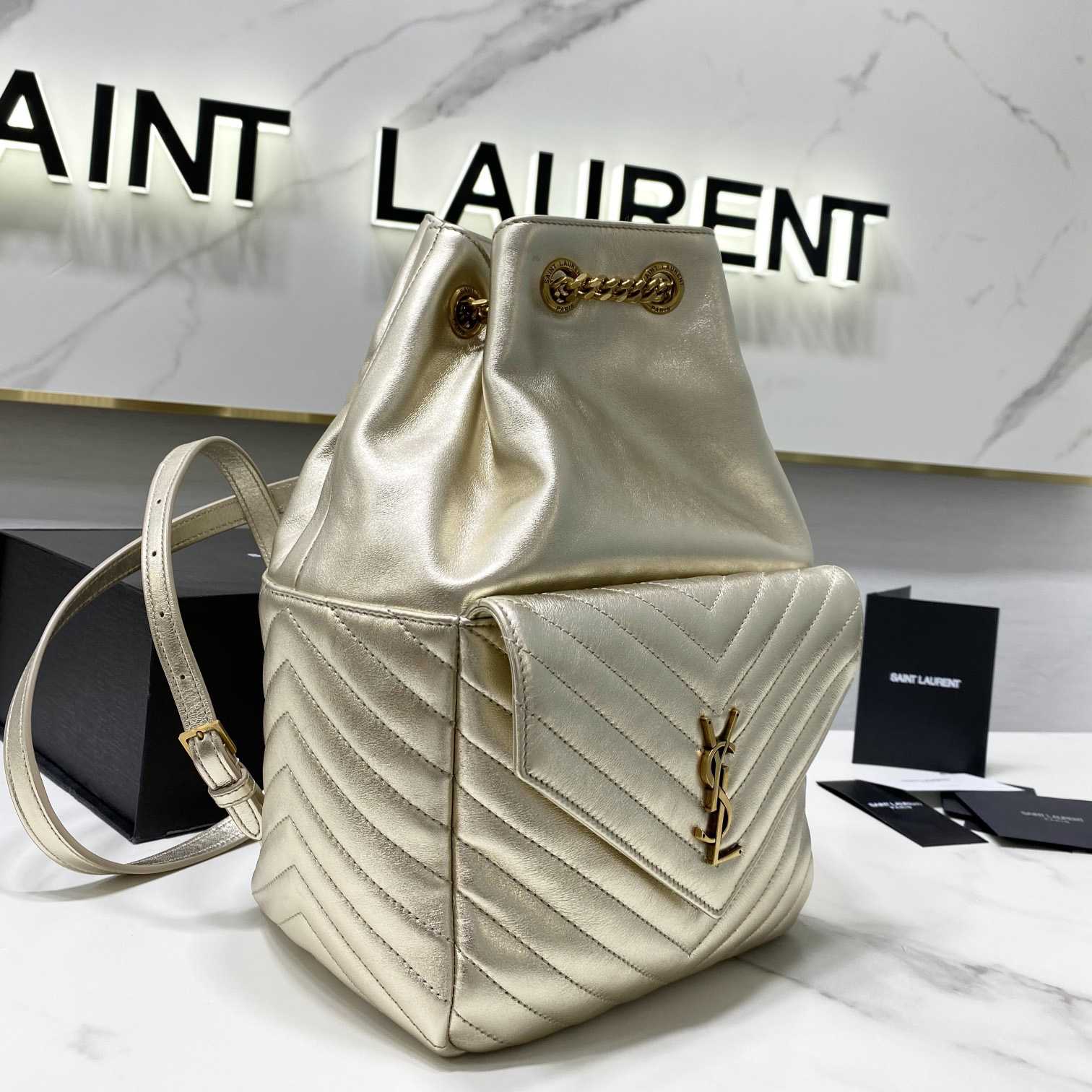 Saint Laurent Joe Drawstring Quilted Backpack(22-29-15cm) - DopestKickz