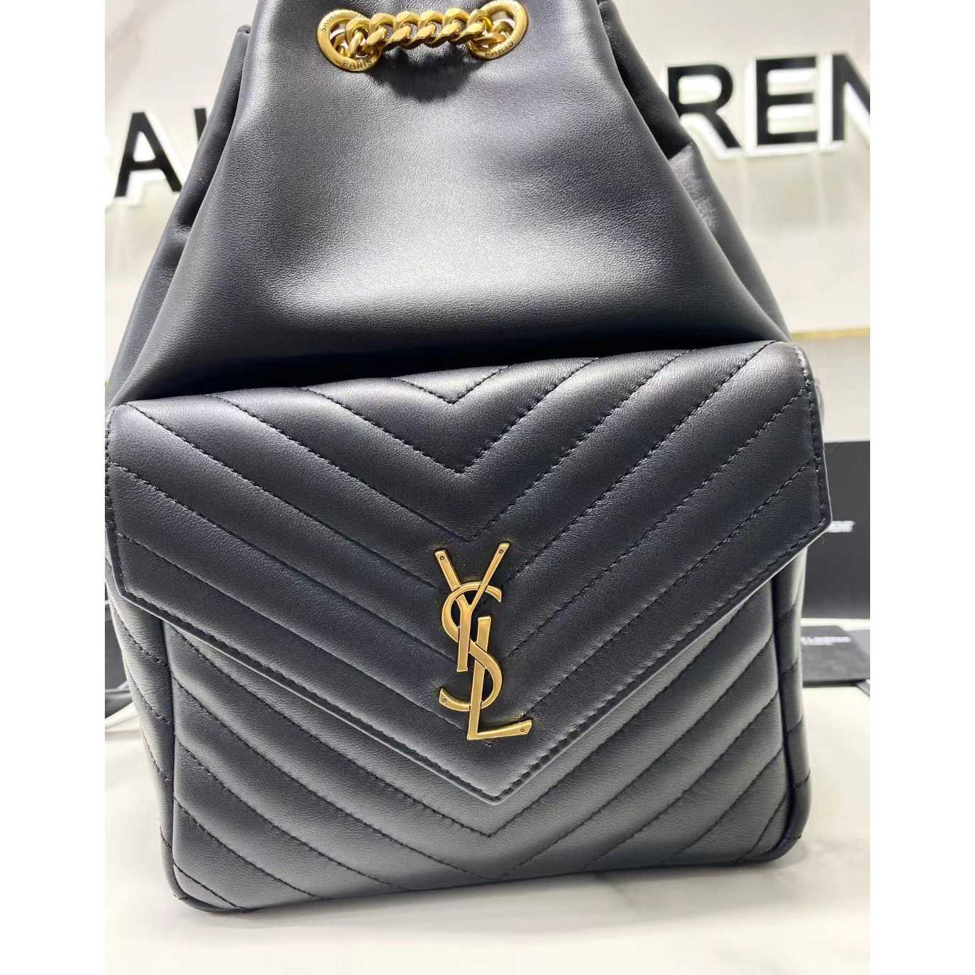 Saint Laurent Joe Drawstring Quilted Backpack(22-29-15cm) - DopestKickz