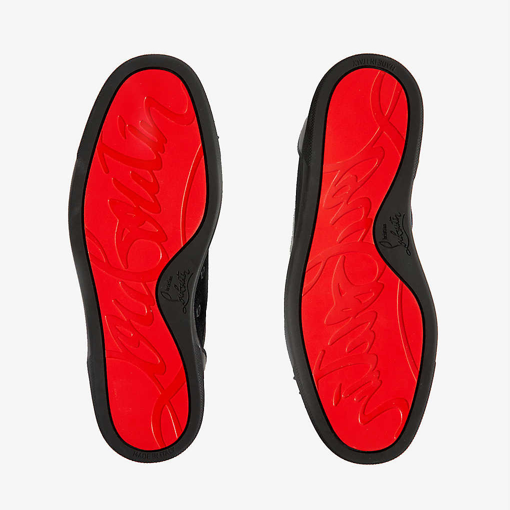 Christian Louboutin Fun Louis Junior Spike-Embellished Leather And Mesh Low-Top Trainers - DopestKickz