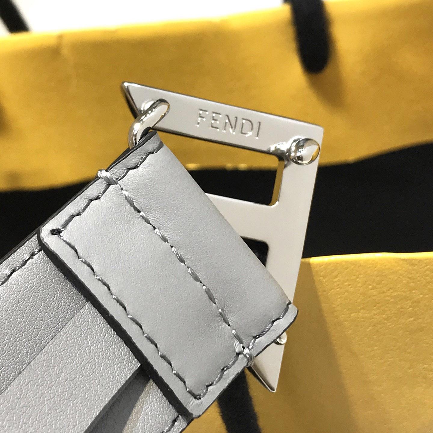 Fendi Pale Gray Leather Belt - DopestKickz