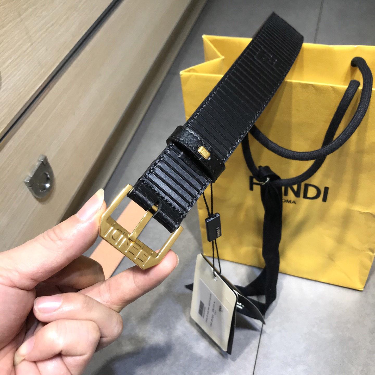 Fendi Black Leather Belt - DopestKickz