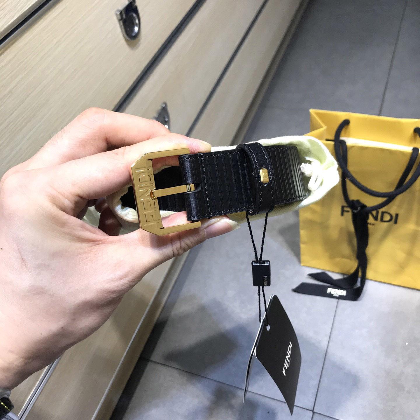 Fendi Black Leather Belt - DopestKickz