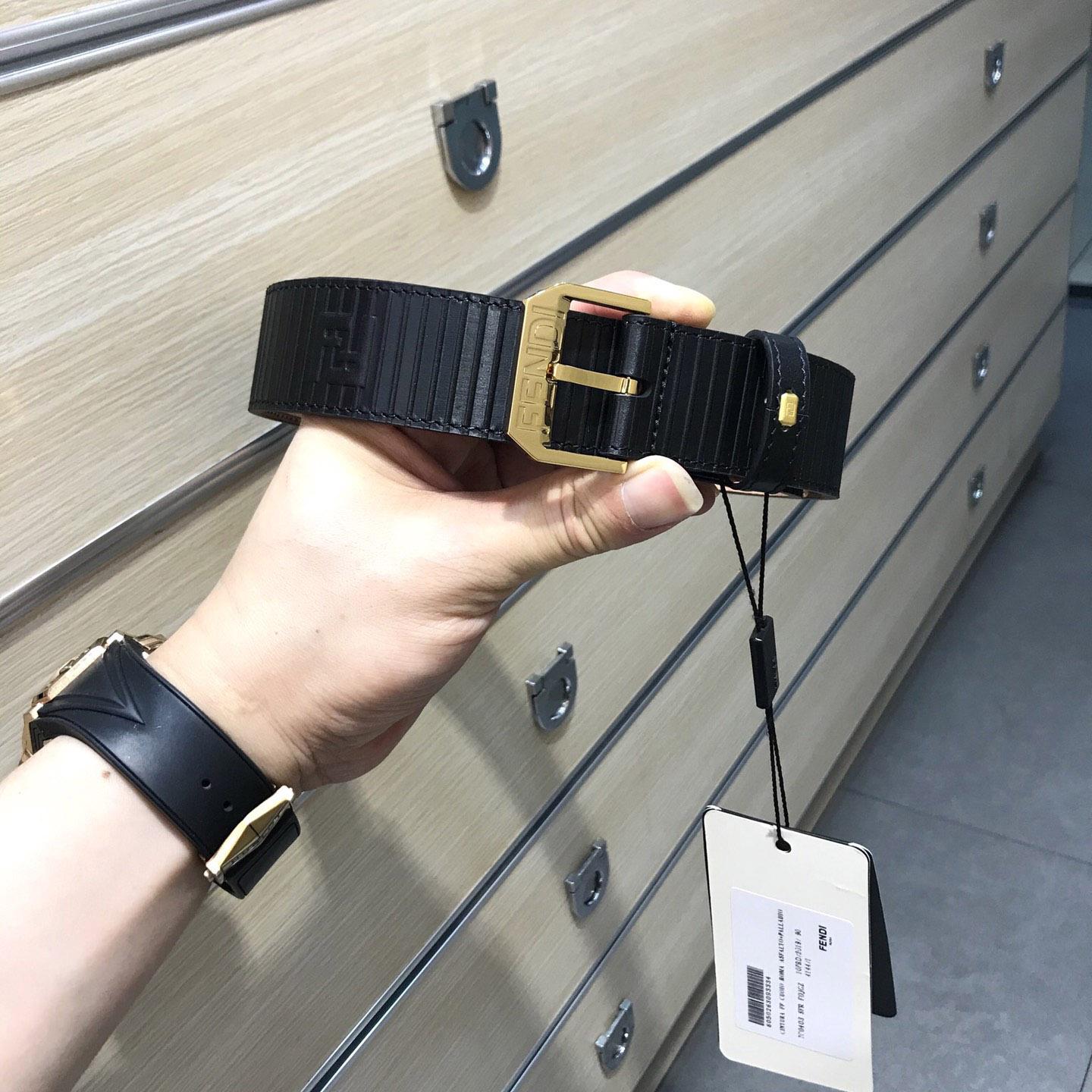 Fendi Black Leather Belt - DopestKickz