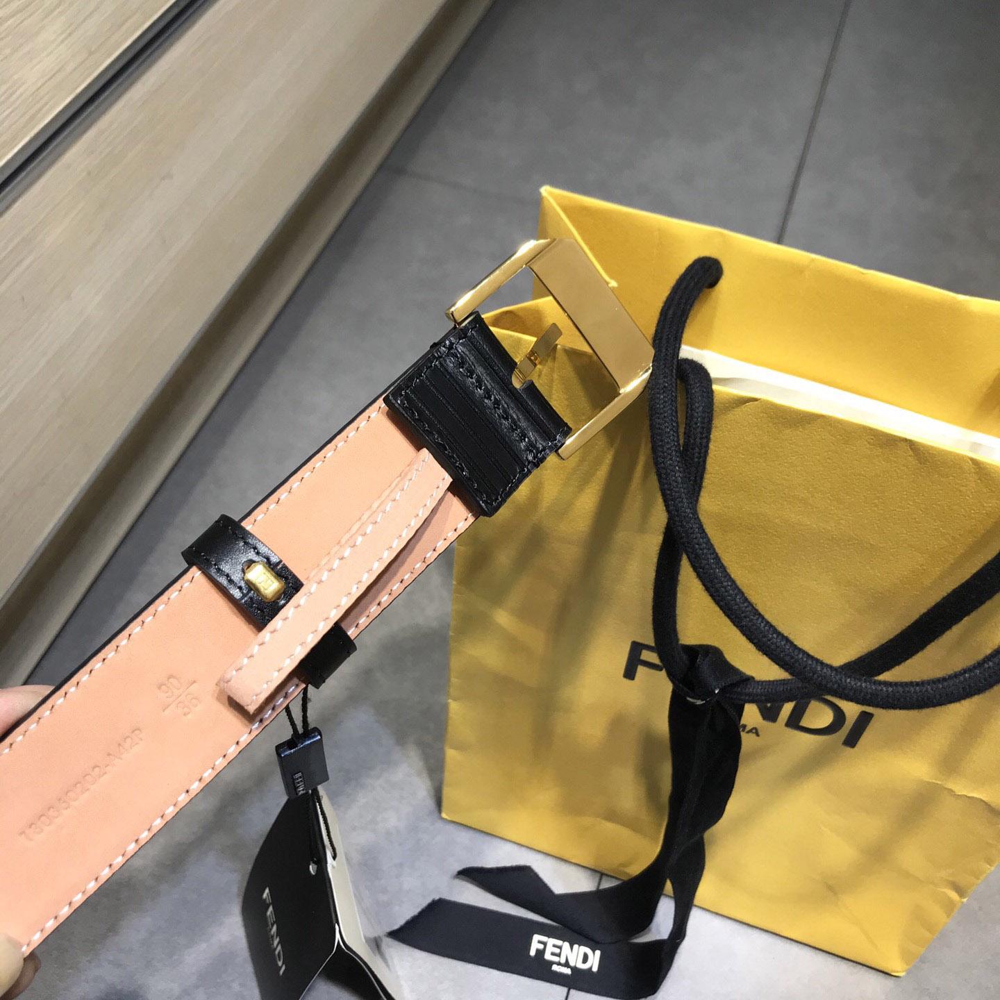 Fendi Black Leather Belt - DopestKickz
