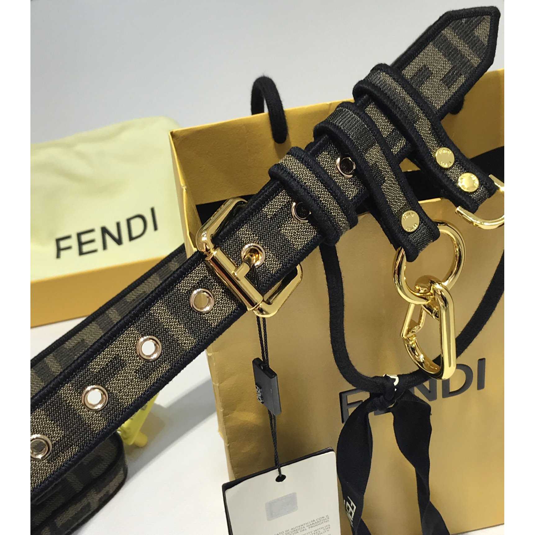 Fendi FF Jacquard Fabric Belt - DopestKickz