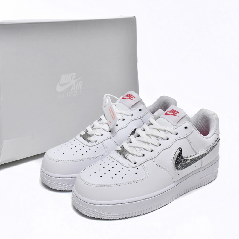 Nike Air Force 1 Low White Metallic Silver Sneaker      DC9651-100 - DopestKickz