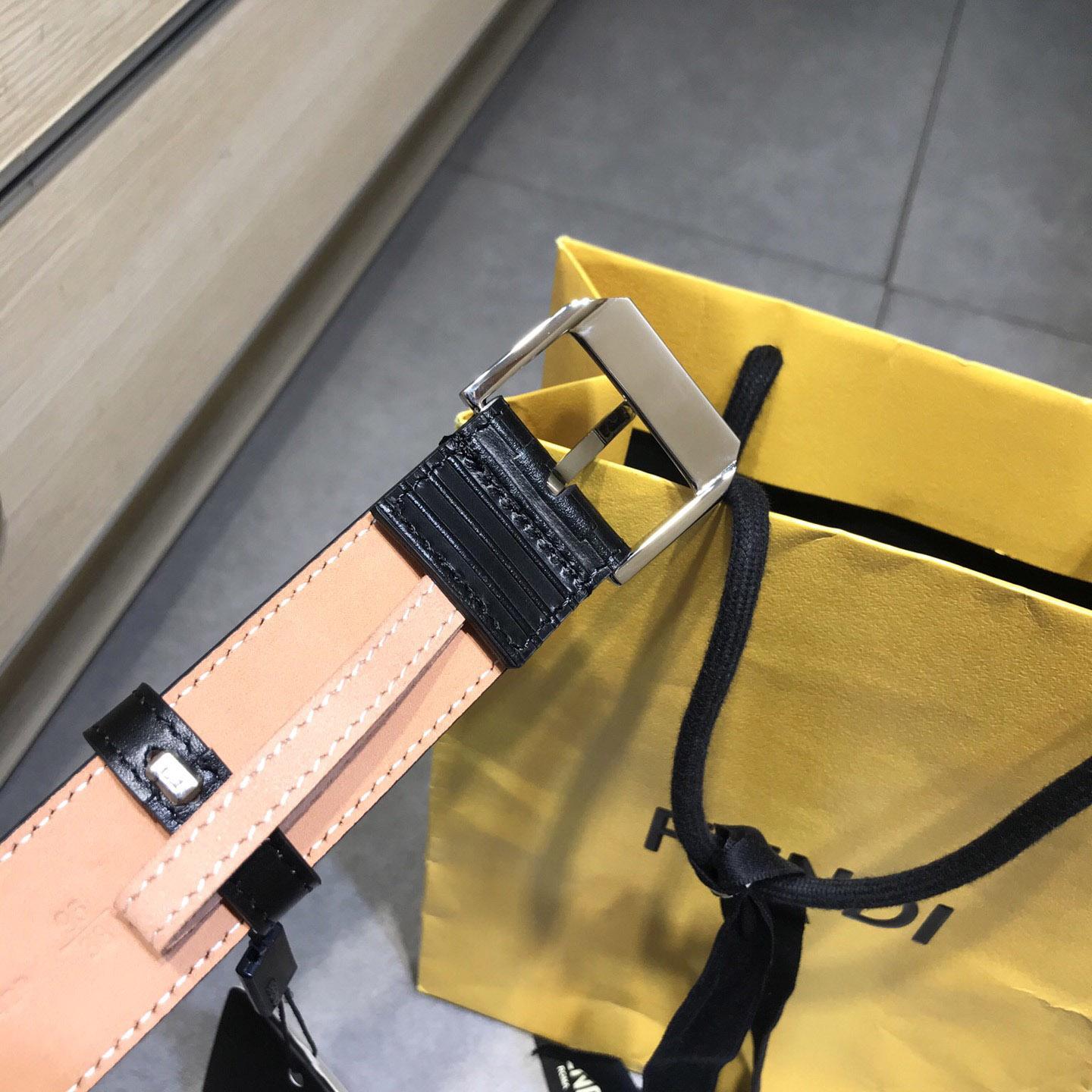 Fendi Black Leather Belt - DopestKickz