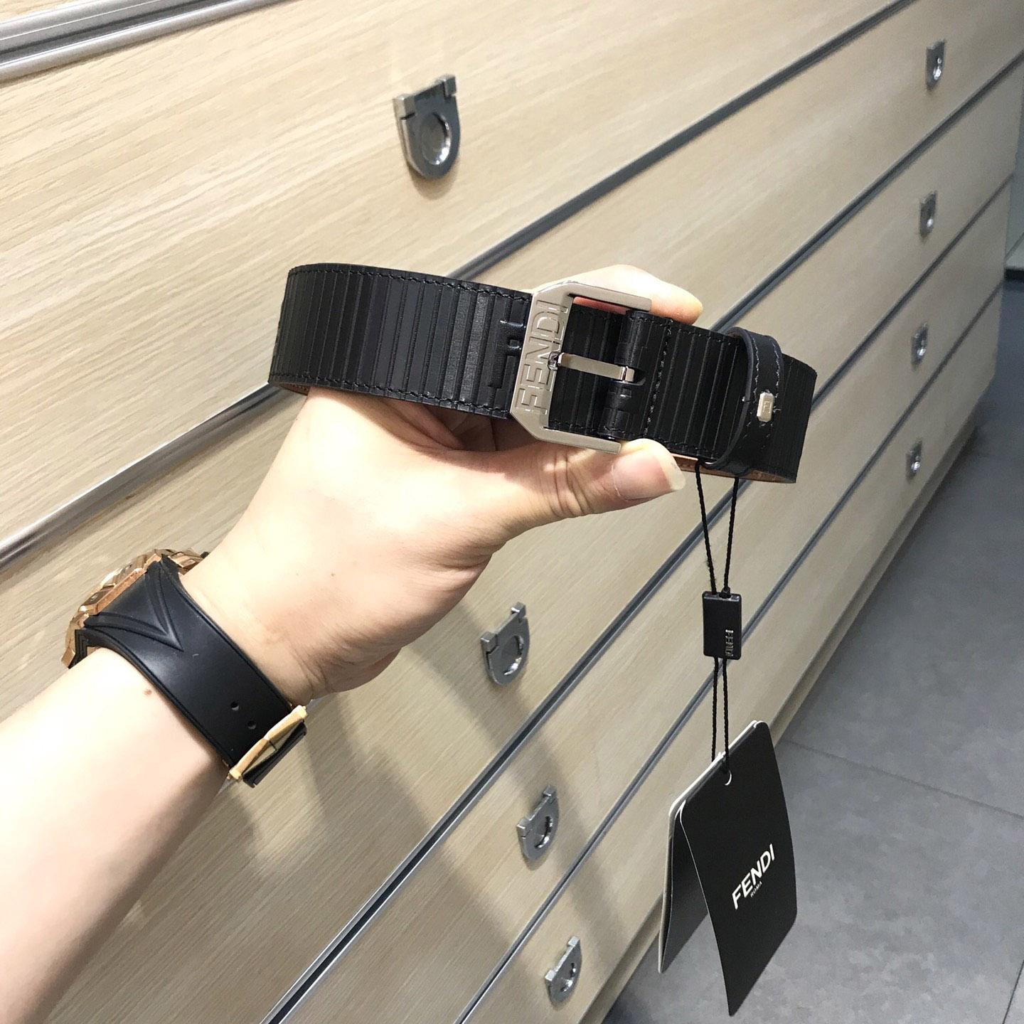 Fendi Black Leather Belt - DopestKickz