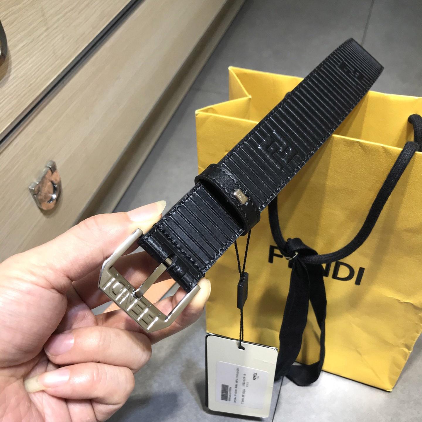 Fendi Black Leather Belt - DopestKickz