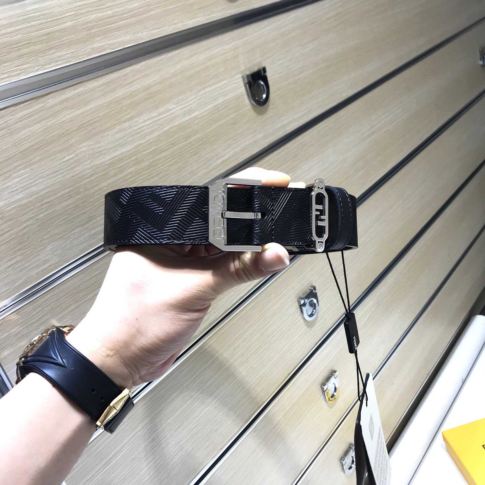 Fendi Edge Black Leather Belt - DopestKickz